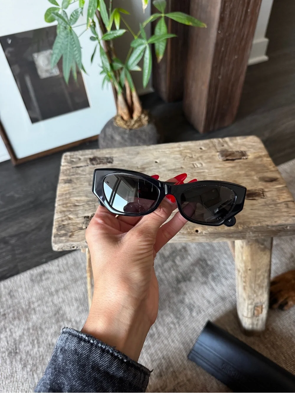 DIOR / LADY 95.22 B1I CAT-EYE ACETATE SUNGLASSES / BLACK